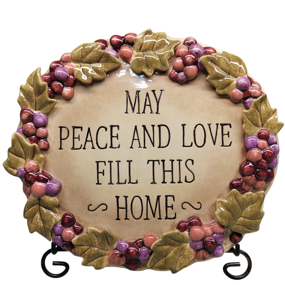 Vineyard Plaque Tan Grape Peace Love Fill This Home Saying Grasslands Road